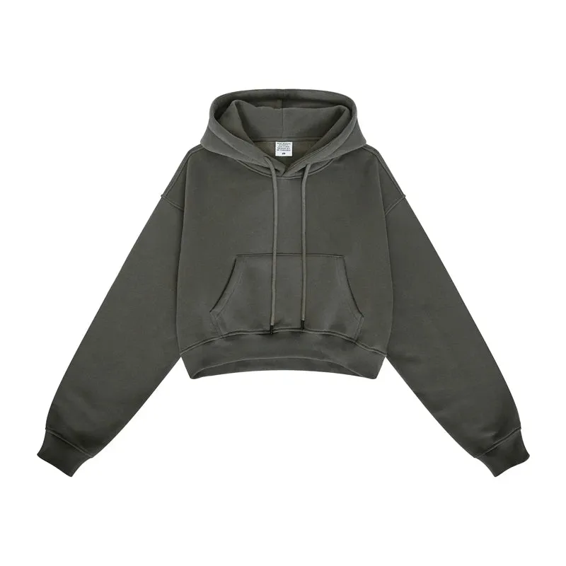 Women's Super-Short Fleece Cropped Hoodie