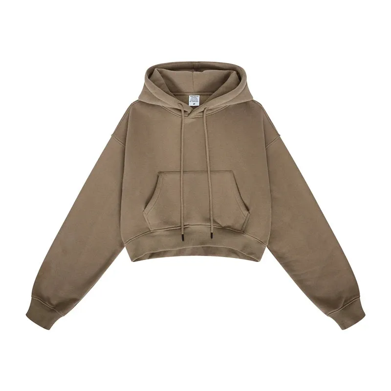 Women's Super-Short Fleece Cropped Hoodie