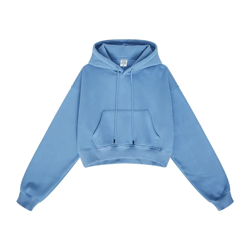 Women's Super-Short Fleece Cropped Hoodie