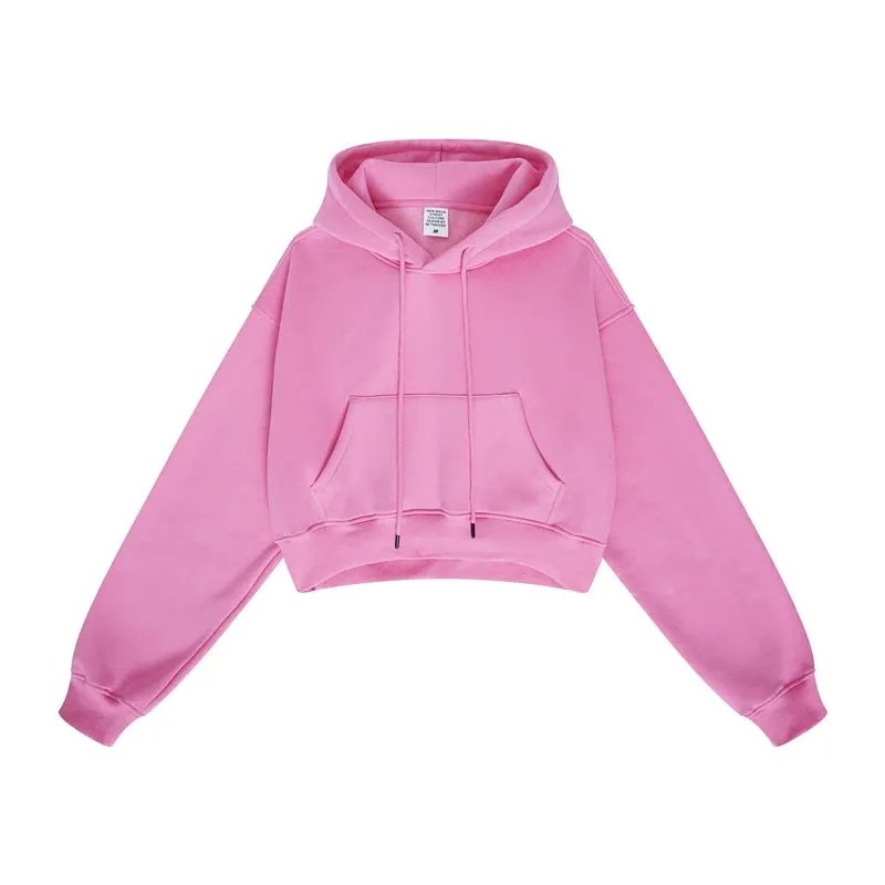 Women's Super-Short Fleece Cropped Hoodie
