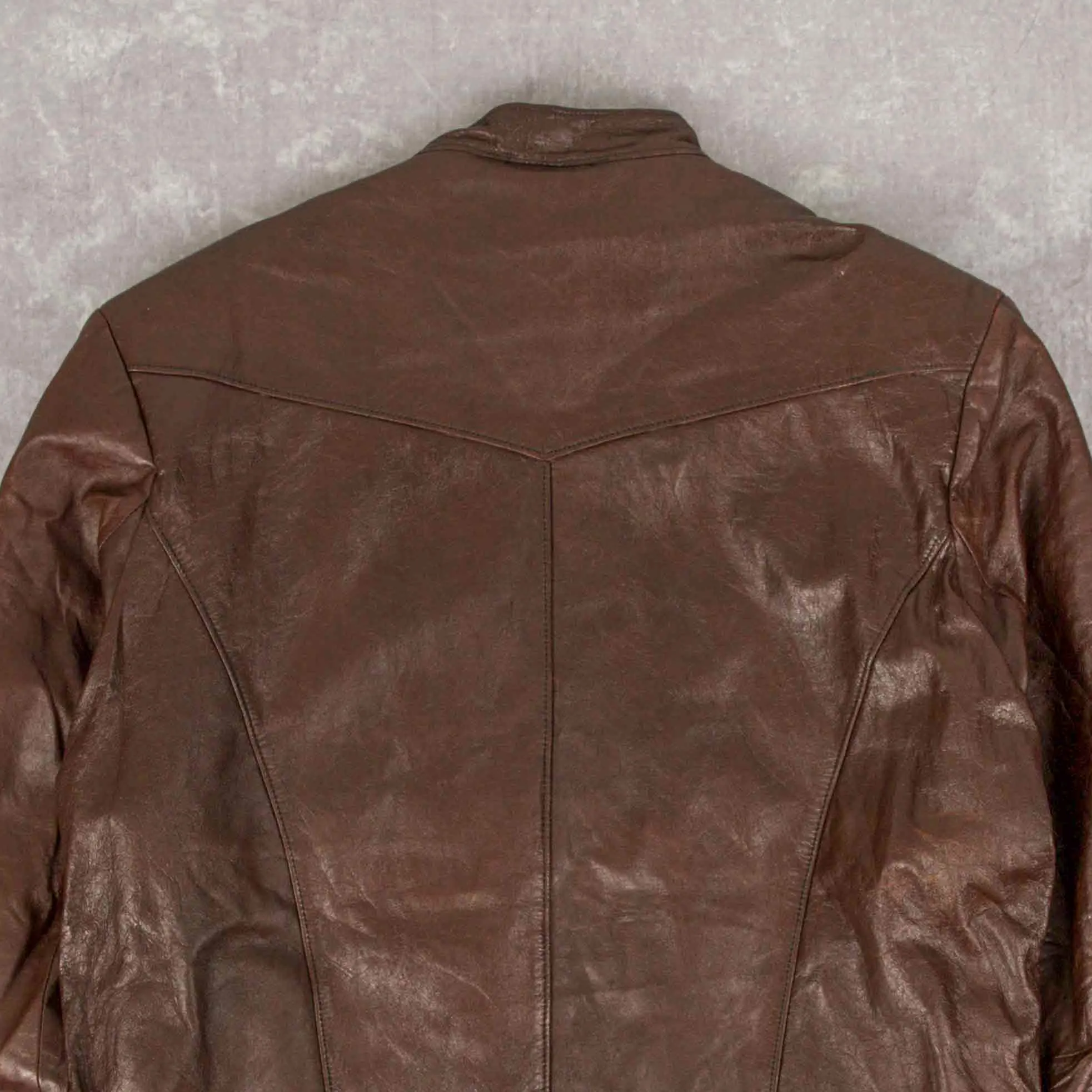WOMEN'S VINTAGE 1980S FULL ZIP LEATHER BOMBER JACKET - LARGE