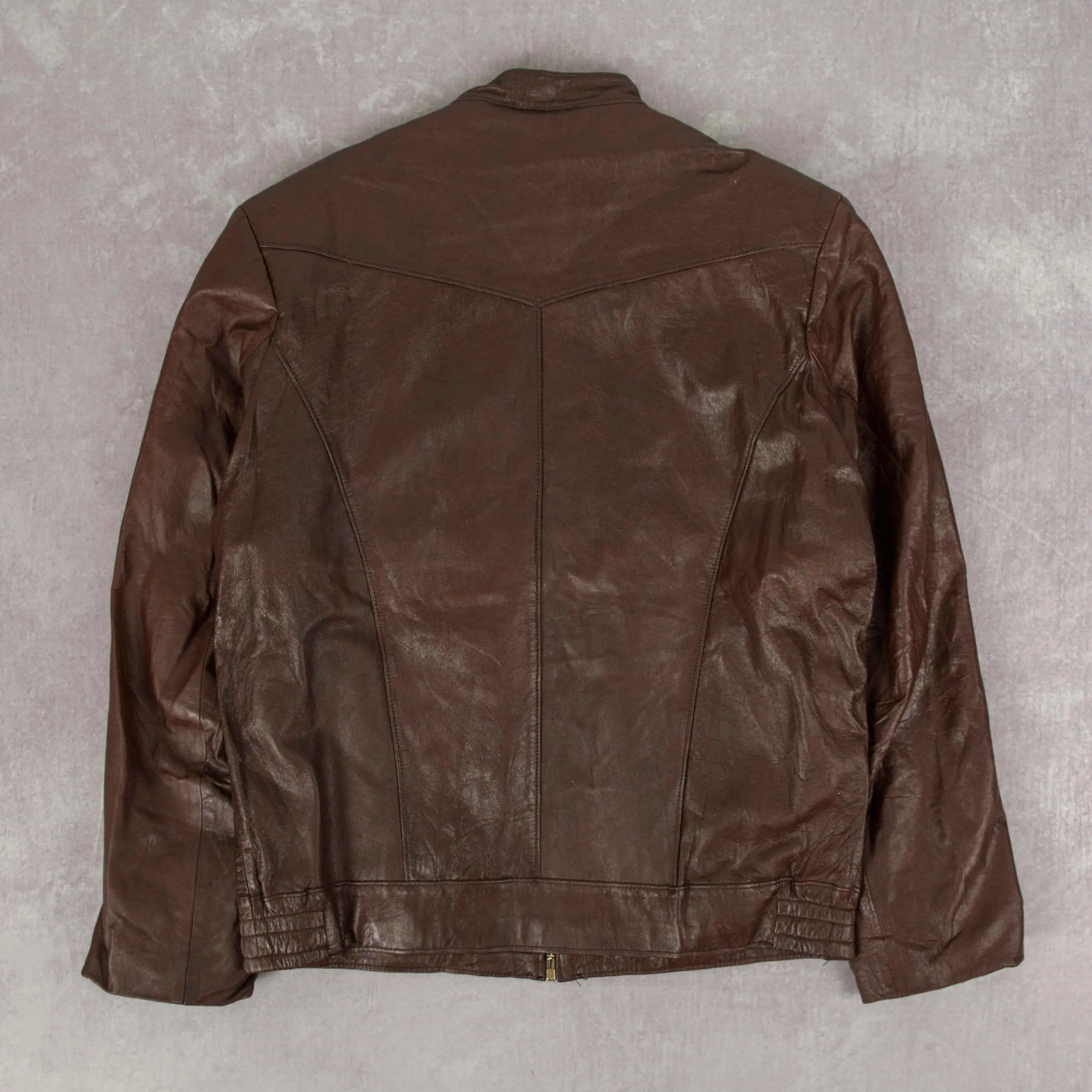 WOMEN'S VINTAGE 1980S FULL ZIP LEATHER BOMBER JACKET - LARGE