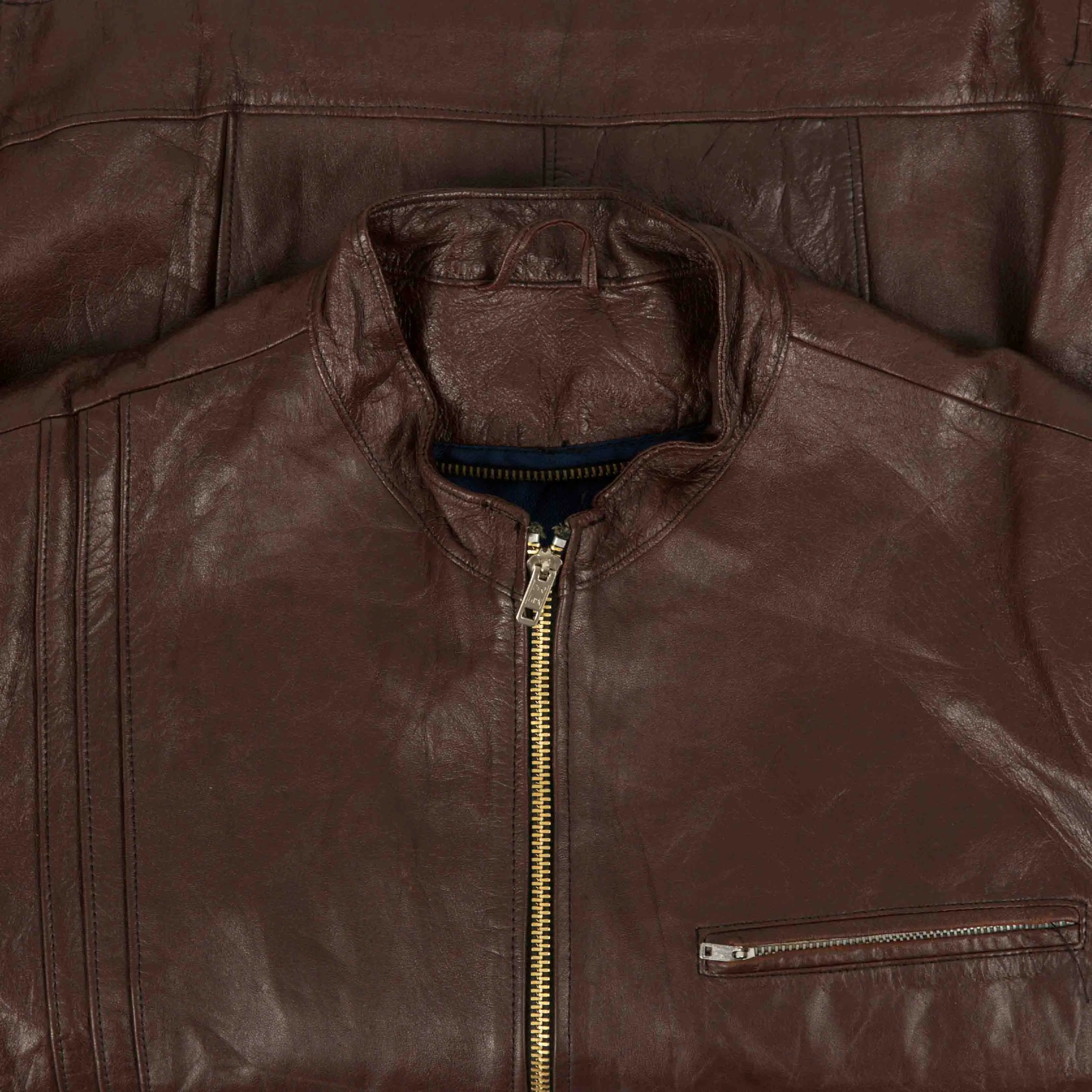 WOMEN'S VINTAGE 1980S FULL ZIP LEATHER BOMBER JACKET - LARGE